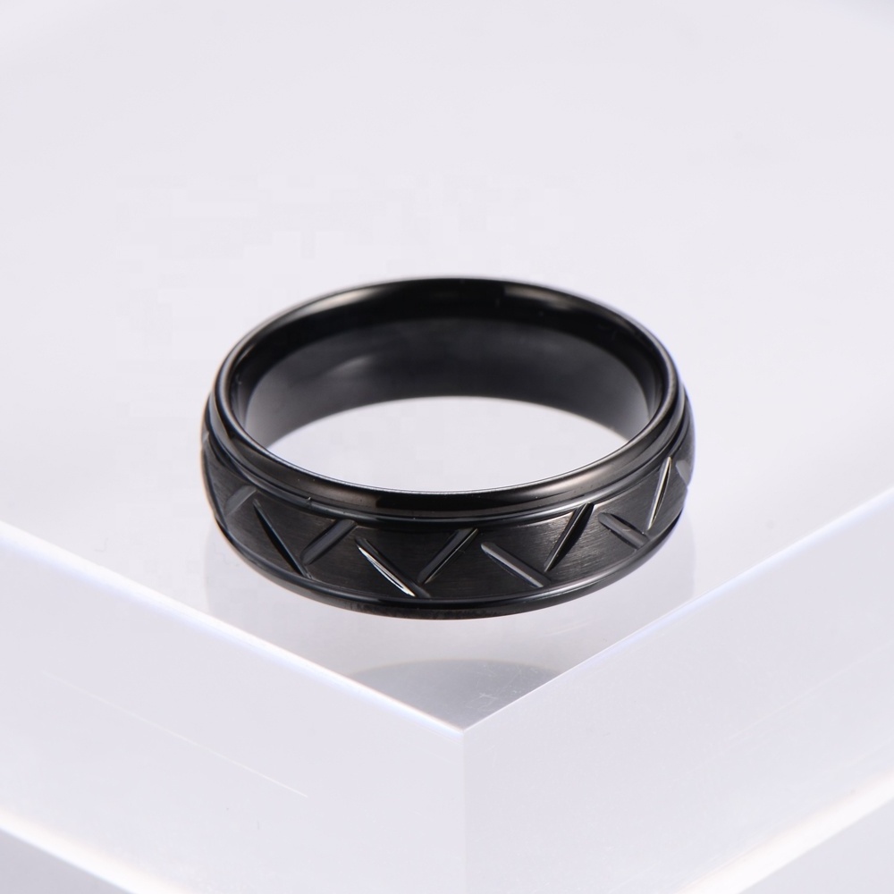 New Style Black Tire Pattern Tungsten Carbide Rings 6MM/8MM Fashion Brushed Wedding Rings For Men