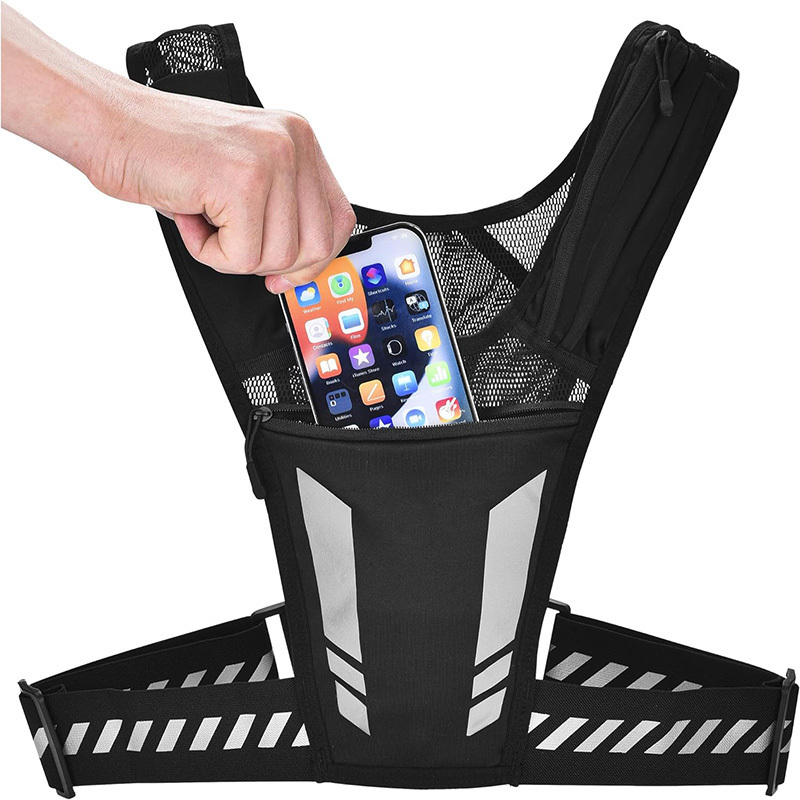 Custom Factory price Reflective running backpack Running  hydration vest phone holder with bottle holder