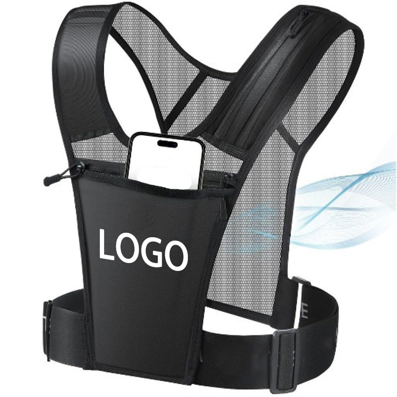 Custom Factory price Reflective running backpack Running  hydration vest phone holder with bottle holder