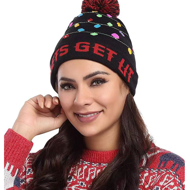 2023 New Woolen Hat Autumn and Winter Warm Knitted Christmas Hat Led Christmas Hat For Men And Women