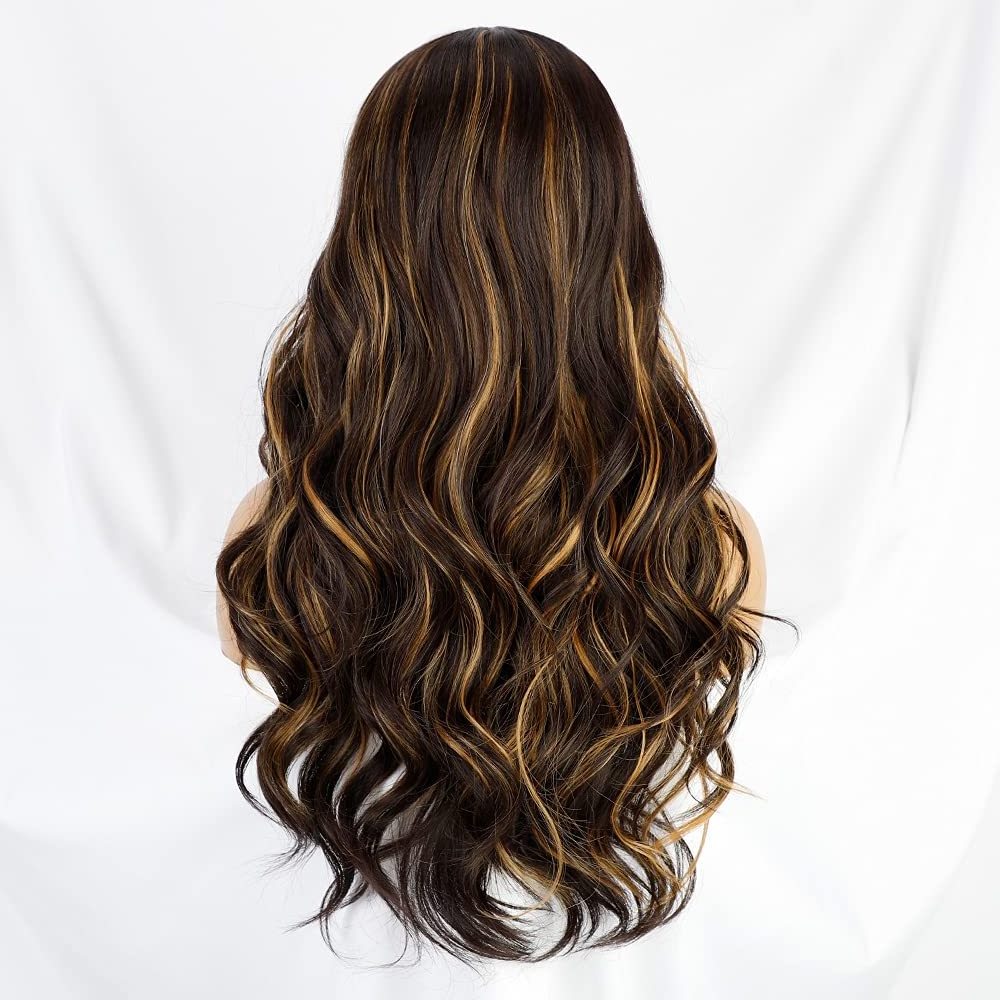 Affordable price beauty two color highlight ombre loose wave wig 100% human hair hd lace front wig for women