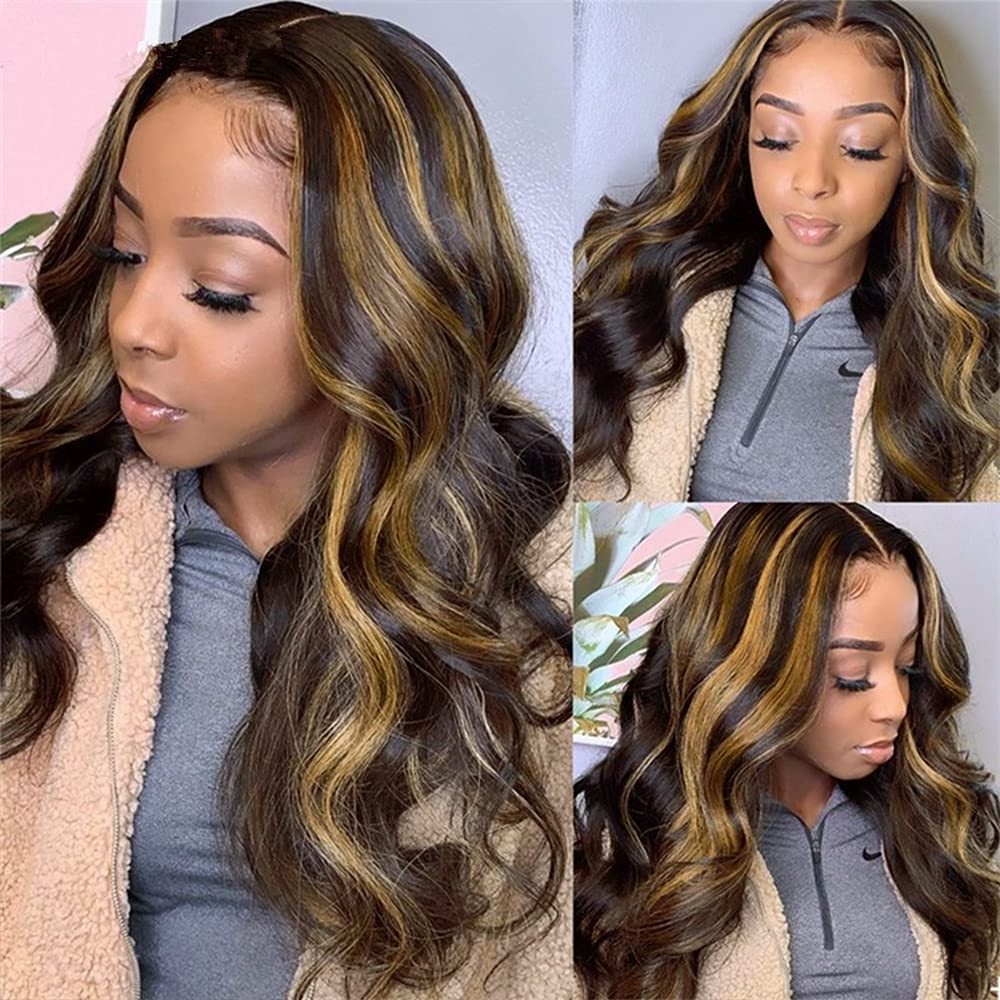 Affordable price beauty two color highlight ombre loose wave wig 100% human hair hd lace front wig for women