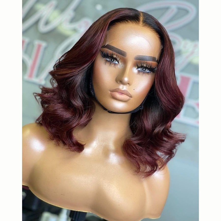 Short wigs for black women ombre blonde human hair wig highlight human hair wigs body wave glueless pre pluck