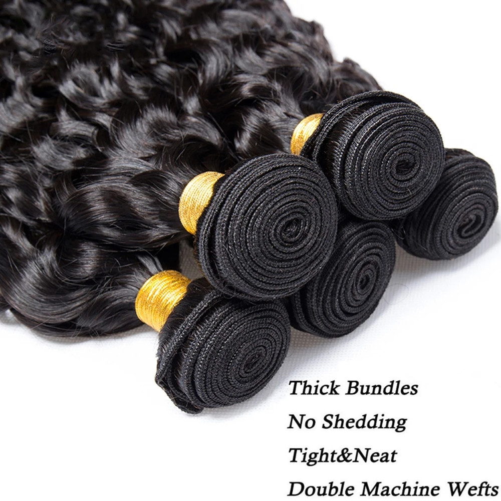 Wholesale Water Wave Bundles 12A Brazilian Human Hair Weave 10-40Inch Hair Virgin Hair Extensions Bulk Weft Natural Black Color