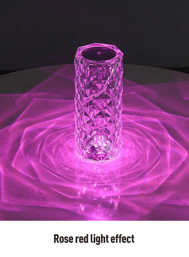 Led Rose Crystal Table Lamp 16 Colors Changing Rgb Touch Lamp Usb Romantic Led Rose Dia mond Desk Lamps For Bedroom Living