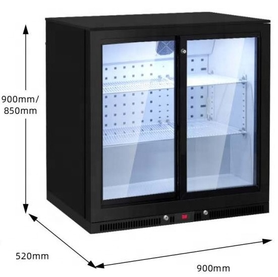 Glass Door Air Cooling Under Counter Back Bar Drink Cooler Chiller Fridge