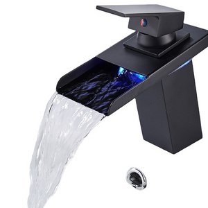 HG15 Waterfall basin luminous hot and cold water faucet bathroom wash bathroom cabinet personality faucet color changing LED lig