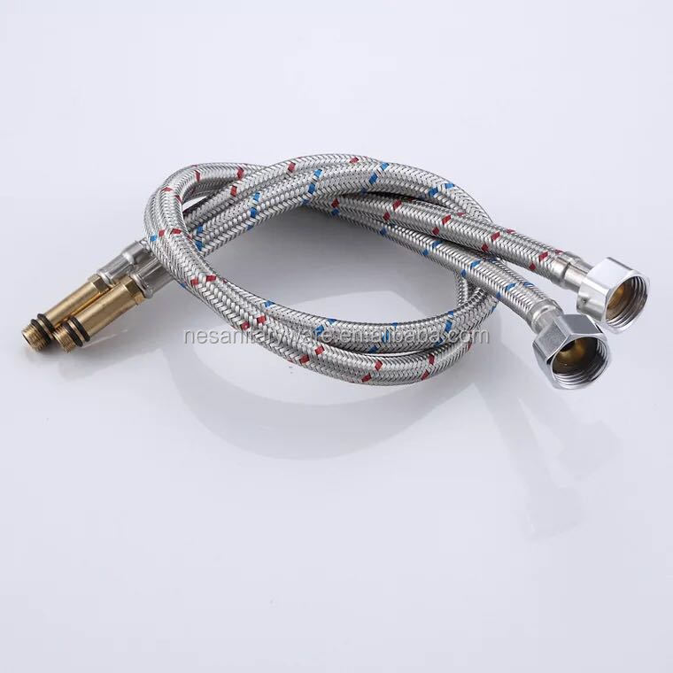 NSH1 blue and red stainless steel braided hose with EPDM rubber hose inside 60cm shower hose