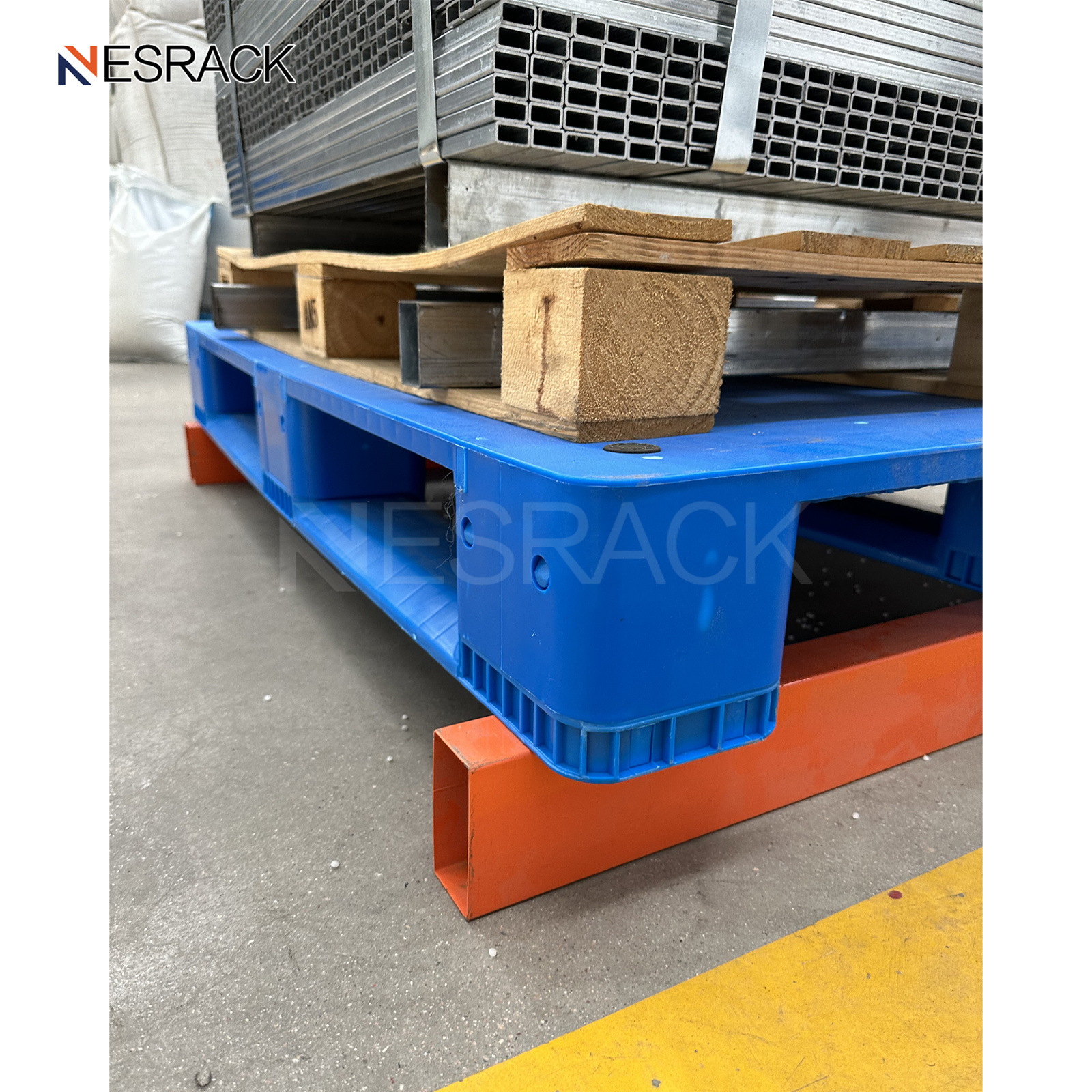 Warehouse Industrial Steel Rack Tray Single Double Face Stacking Grid Solid Cheap HDPE Storage Heavy Duty Euro Plastic Pallet