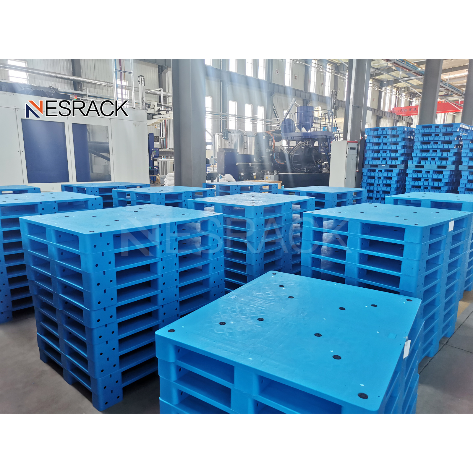 Warehouse Industrial Steel Rack Tray Single Double Face Stacking Grid Solid Cheap HDPE Storage Heavy Duty Euro Plastic Pallet