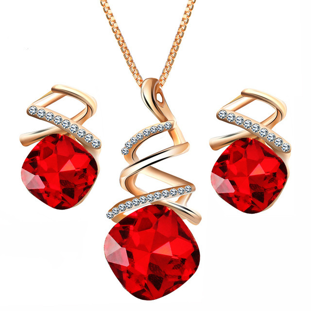 Fashion Colorful Shiny Crystal Women Gold Jewelry Sets Wedding For Women Jewelry Sets for Bridal Wholesale NS803560