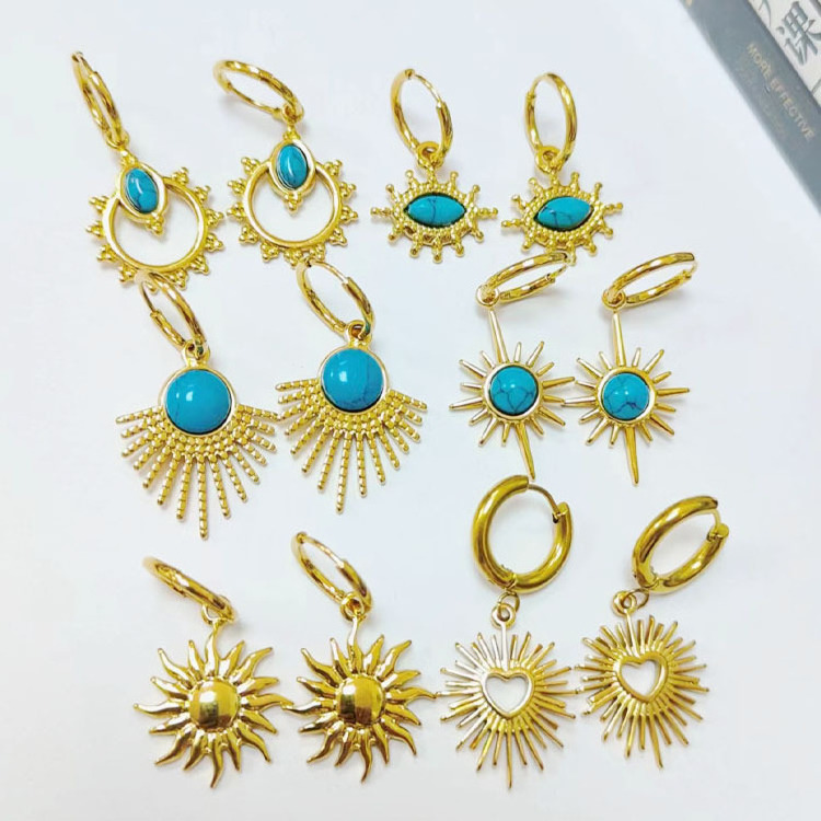 Mix Items Offer Real Gold Plated Turquoise Earrings stainless steel luxury jewelry stainless steel jewelry manufacturer  N206094