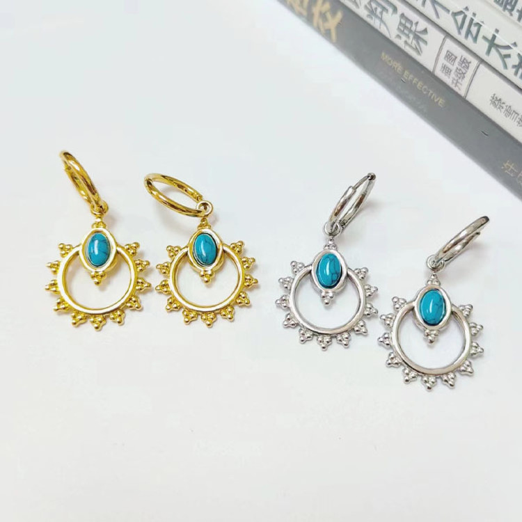 Mix Items Offer Real Gold Plated Turquoise Earrings stainless steel luxury jewelry stainless steel jewelry manufacturer  N206094