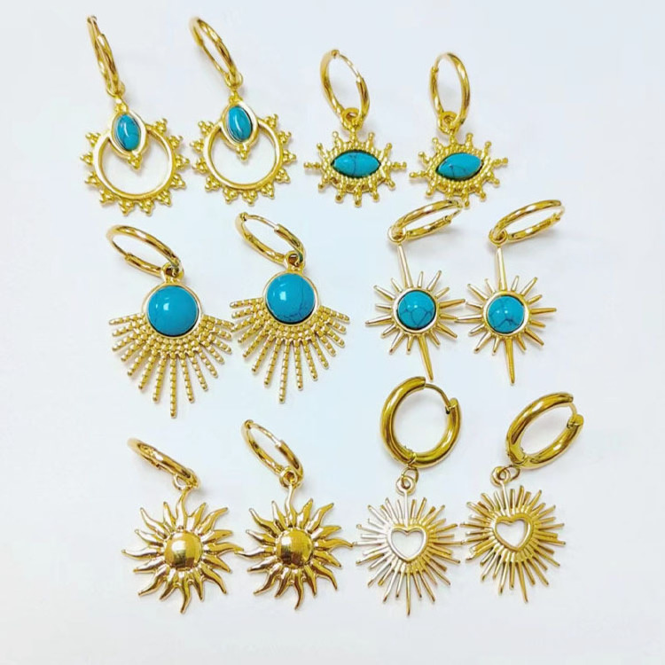 Mix Items Offer Real Gold Plated Turquoise Earrings stainless steel luxury jewelry stainless steel jewelry manufacturer  N206094