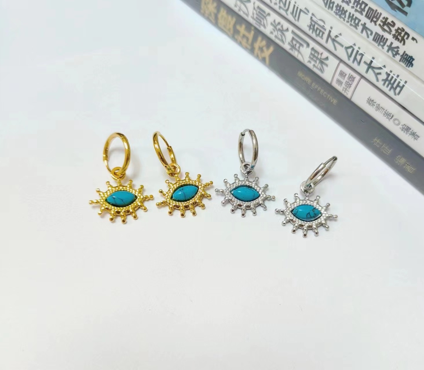 Mix Items Offer Real Gold Plated Turquoise Earrings stainless steel luxury jewelry stainless steel jewelry manufacturer  N206094