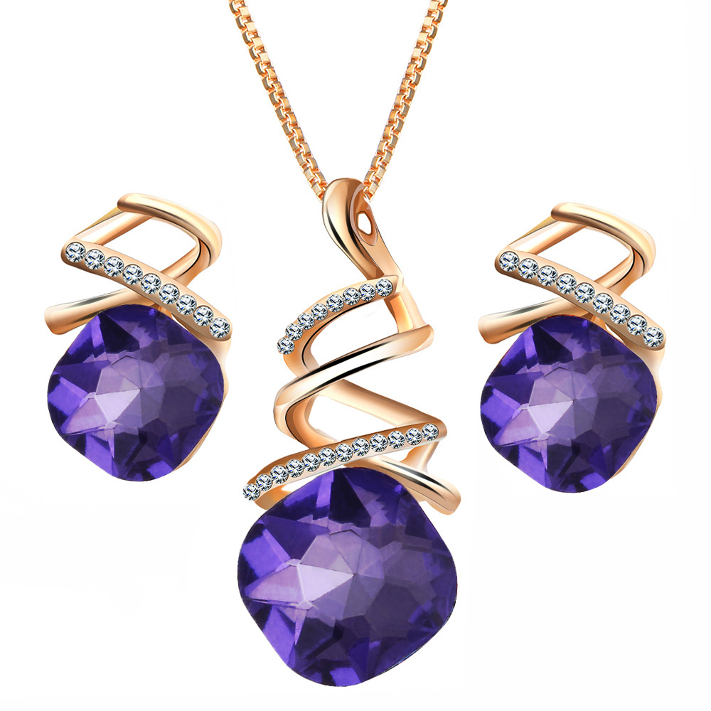 Fashion Colorful Shiny Crystal Women Gold Jewelry Sets Wedding For Women Jewelry Sets for Bridal Wholesale NS803560