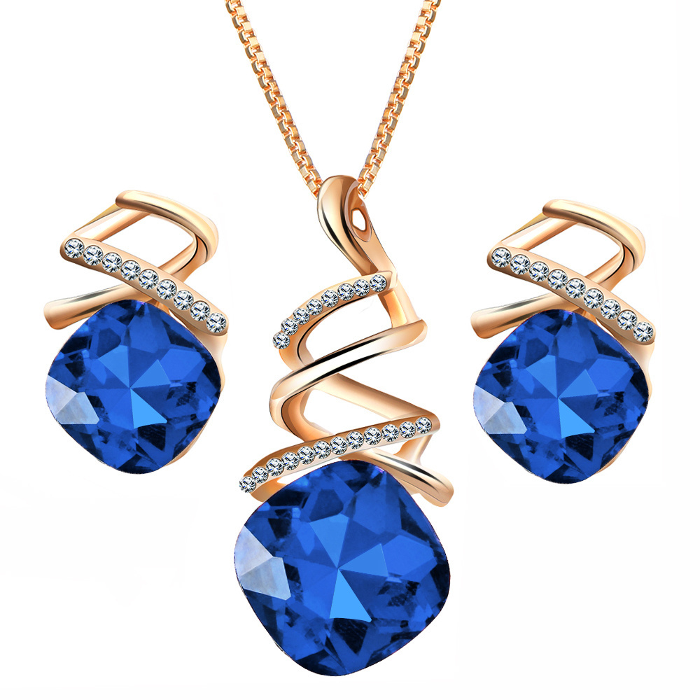 Fashion Colorful Shiny Crystal Women Gold Jewelry Sets Wedding For Women Jewelry Sets for Bridal Wholesale NS803560