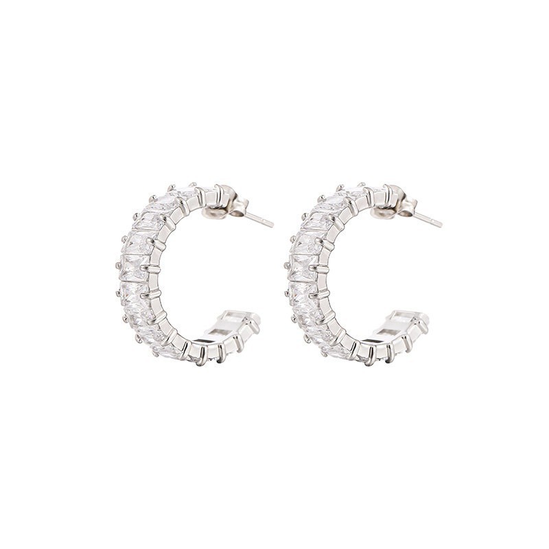 Fashion cc zircon earrings stainless steel earrings hoop for Wholesale  N230598