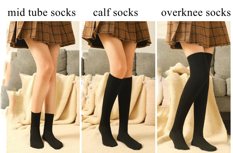 New Warm Women's Plus Velvet Winter Sock 3 Colors Keep Warm Thickening Mid Tube Calf Over The Knee Socks