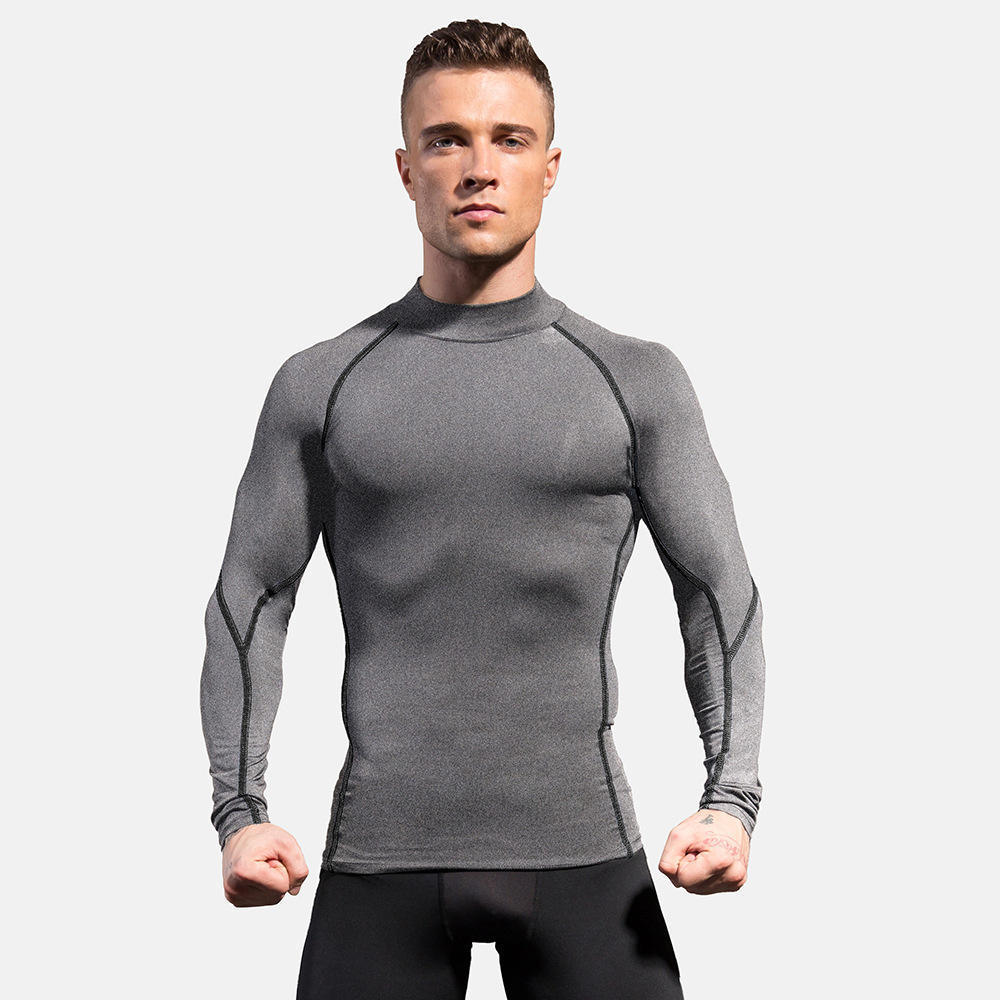 Custom Logo Work Out T-shirt 90 Polyester 10 Spandex Compression Gym TShirt Long Sleeve Quick Dry Sport T Shirt For Men