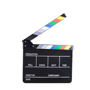 Axrtec AA402  9.3"*11"  Black Acrylic Film Clapboard Plastic Film Clapboard Cut Action Scene Clapper board with Color Sticks