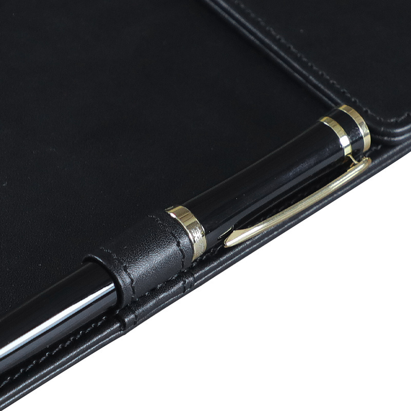 Magnetic Conference Pad with Pen Holder Black PU Leather A4 A5 Clipboard Office File Clip Folder Document Organizer Writing Pad