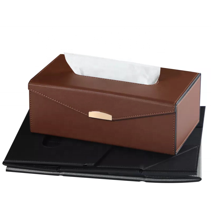 Tissue Box Cover Foldable Napkin Holder Modern PU Leather For Living Room Kitchen Desktop Tissue Boxes