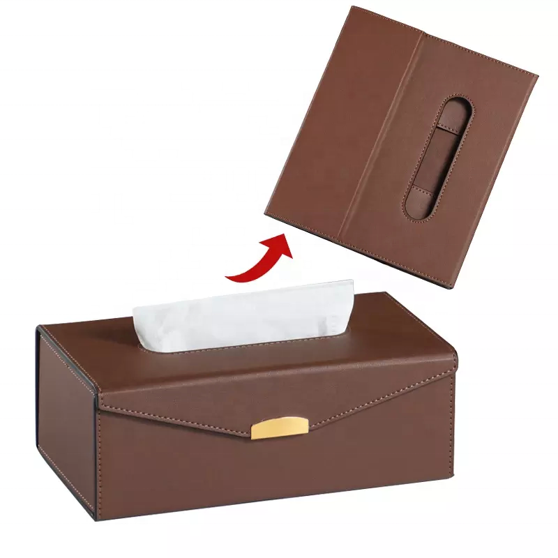 Tissue Box Cover Foldable Napkin Holder Modern PU Leather For Living Room Kitchen Desktop Tissue Boxes