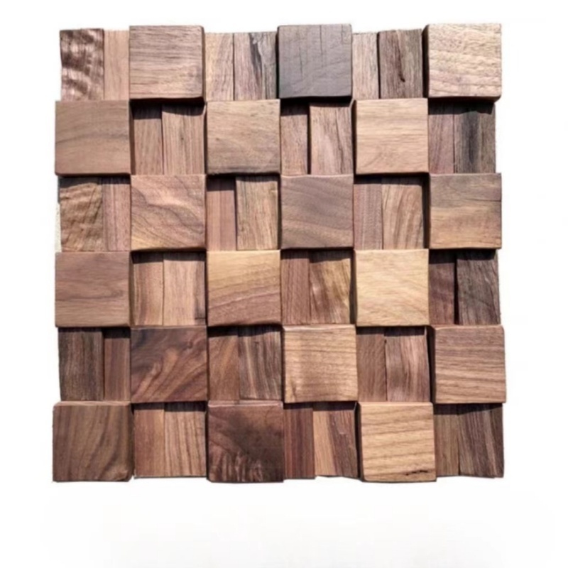 Self Adhesive Solid Wood Mosaic Decorative Wall Black Walnut 3D Wall Panel Log Background Wall Board