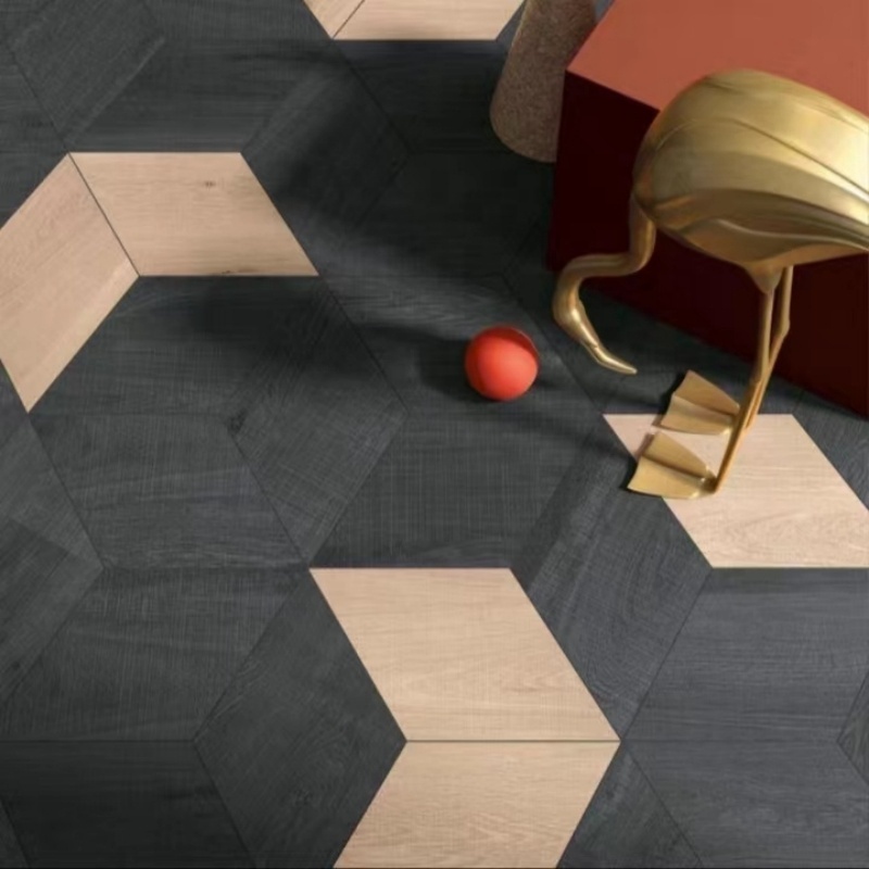 Diamond Shaped Solid Oak Wood Composite Flooring Irregular Hexagonal Parquet Multilayer Engineered Wooden Floors