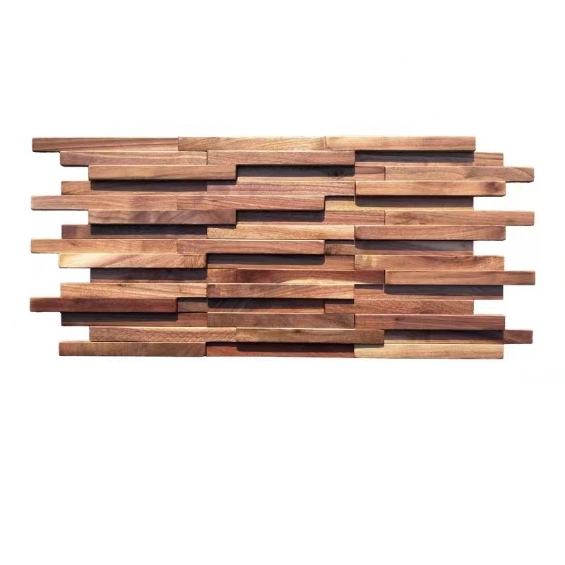 Black Walnut Solid Wood Panel Mosaic New Chinese Simple Style Tea House Background Wall Decoration