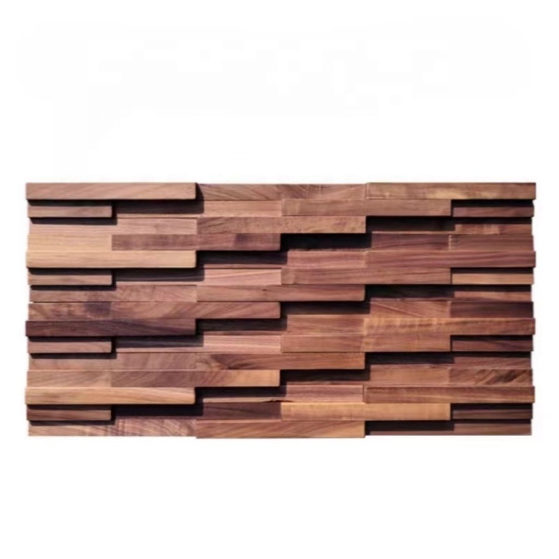 Black Walnut Solid Wood Panel Mosaic New Chinese Simple Style Tea House Background Wall Decoration