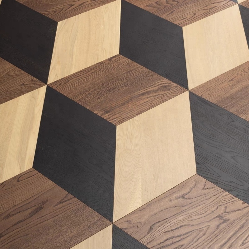 Diamond Shaped Solid Oak Wood Composite Flooring Irregular Hexagonal Parquet Multilayer Engineered Wooden Floors