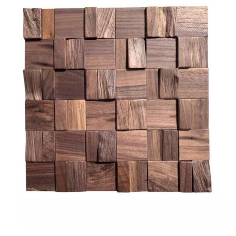 Self Adhesive Solid Wood Mosaic Decorative Wall Black Walnut 3D Wall Panel Log Background Wall Board