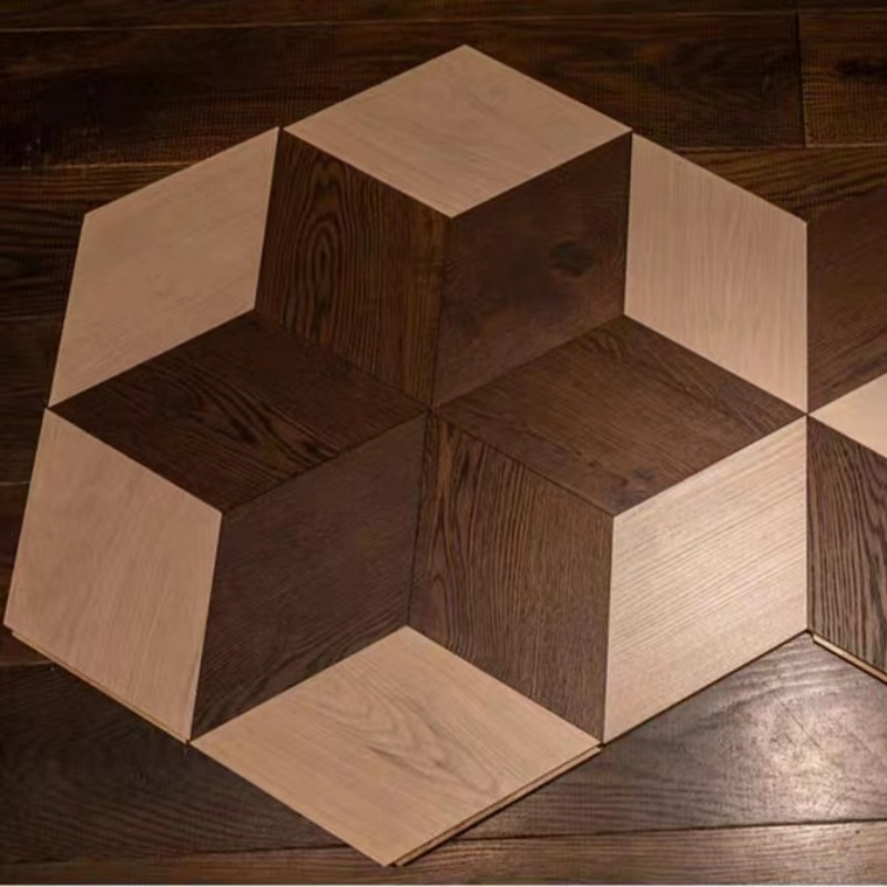 Diamond Shaped Solid Oak Wood Composite Flooring Irregular Hexagonal Parquet Multilayer Engineered Wooden Floors