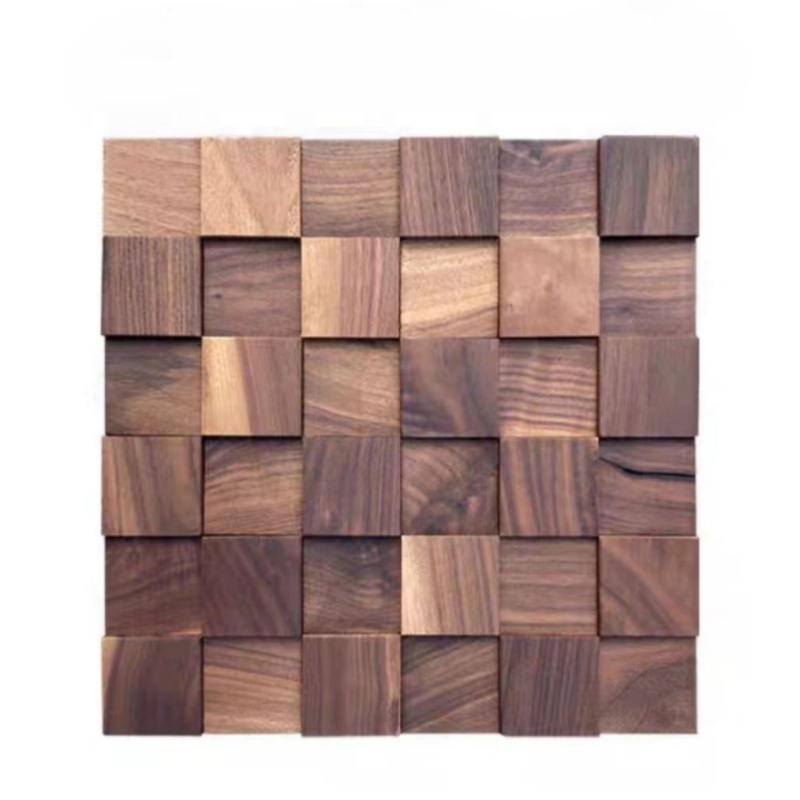 Self Adhesive Solid Wood Mosaic Decorative Wall Black Walnut 3D Wall Panel Log Background Wall Board