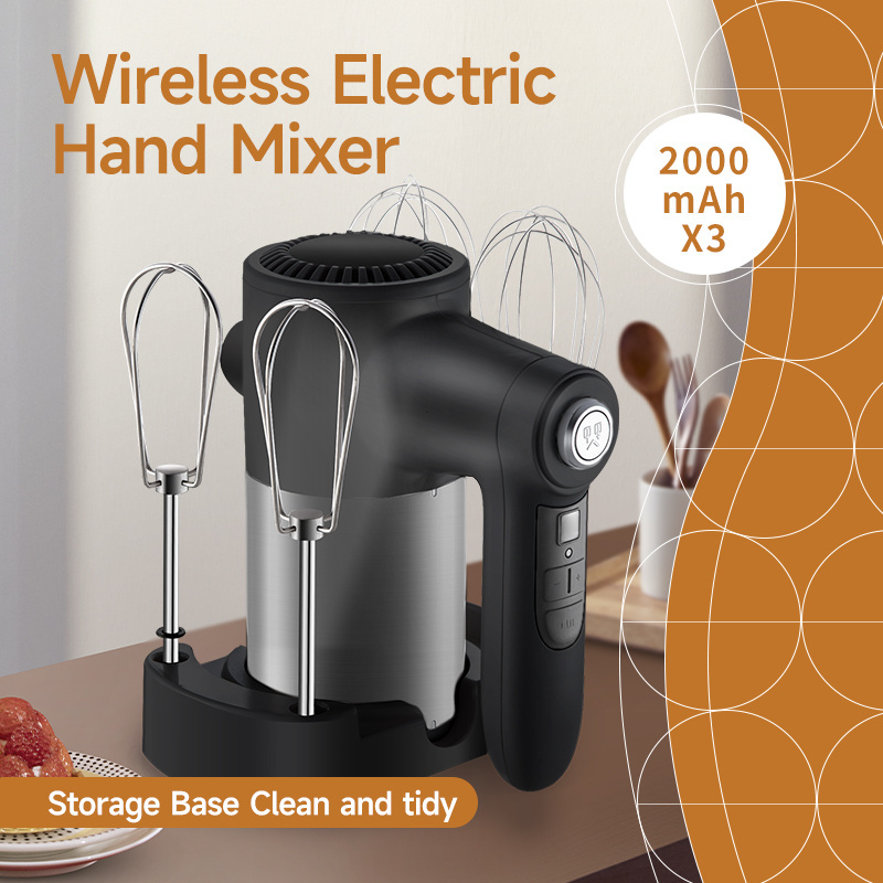 7-Speed Rechargeable Hand Mixer 60 Watt Cordless Hand Mixer 6000mAh Portable Mixer DC Motor Digital Display