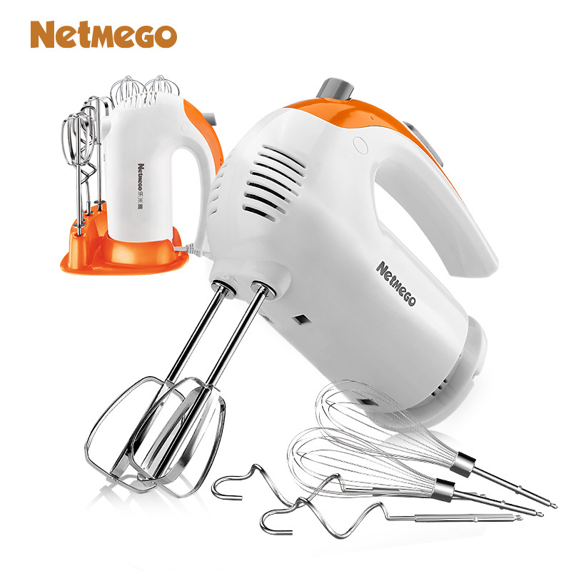 5-Speed Manual Hand Mixer 300 Watt Electric Cake Mixer Dough Hooks Wire Whips Egg Beater Portable Mixer Storage Base ABS Plastic