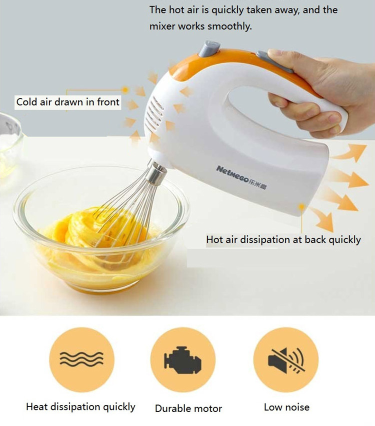 125 Watt Mixing Food Machine 5 Speed Electric Hand Mixer Hand Blender Bakery Cake Machine Butter Beater Wire Whip Dough Hook