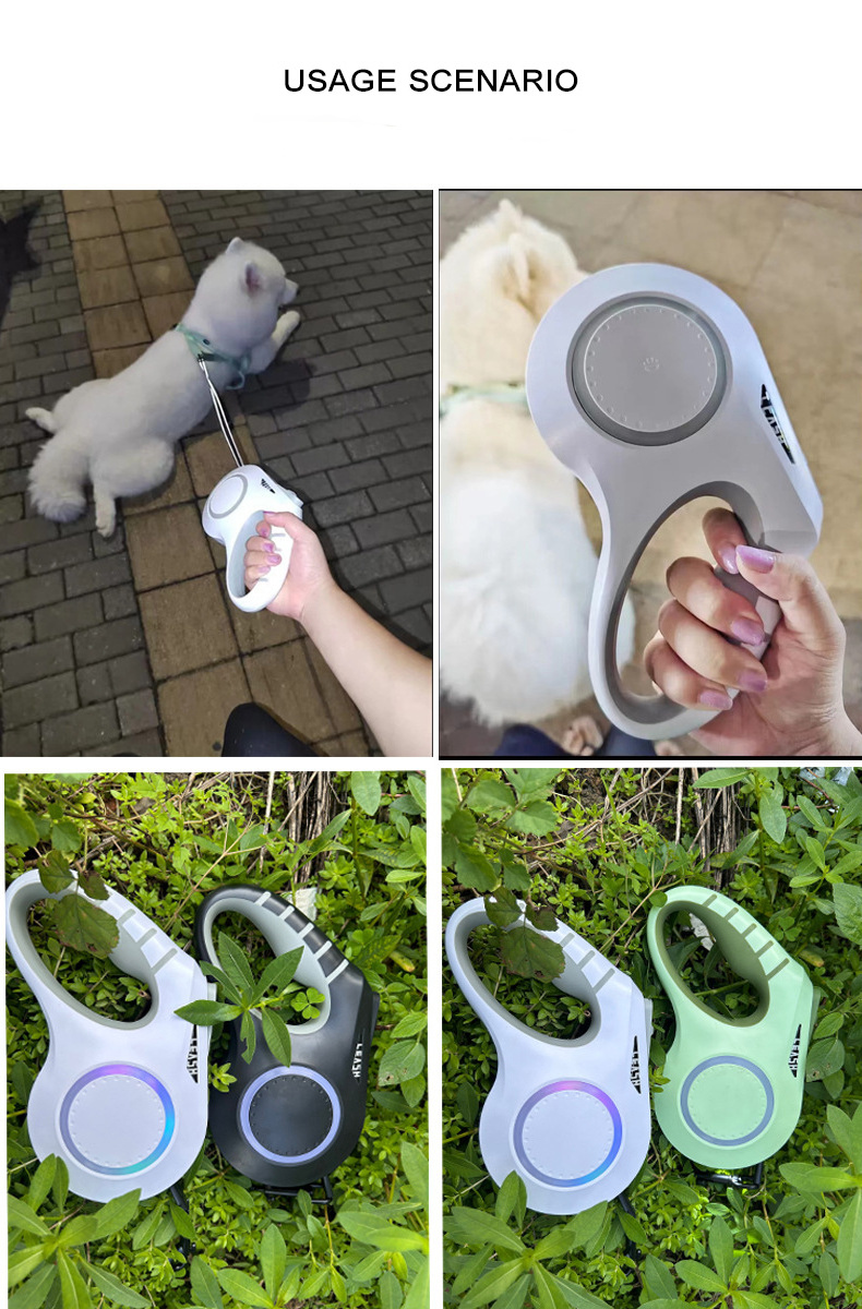 2023 New Design High Quality Waterproof Dog Leash Usb Charger Adjustable Retractable Dog Leash With Bright Led Flashlight