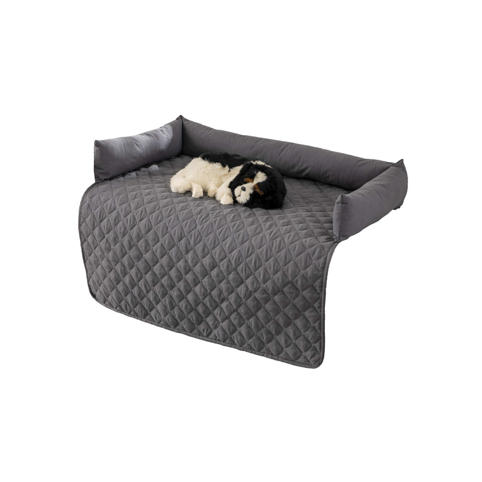 2023 Pet Products Dog Calming Bed With Neck Bolster Soft Plush Pet Calming Couch Cover For Dogs