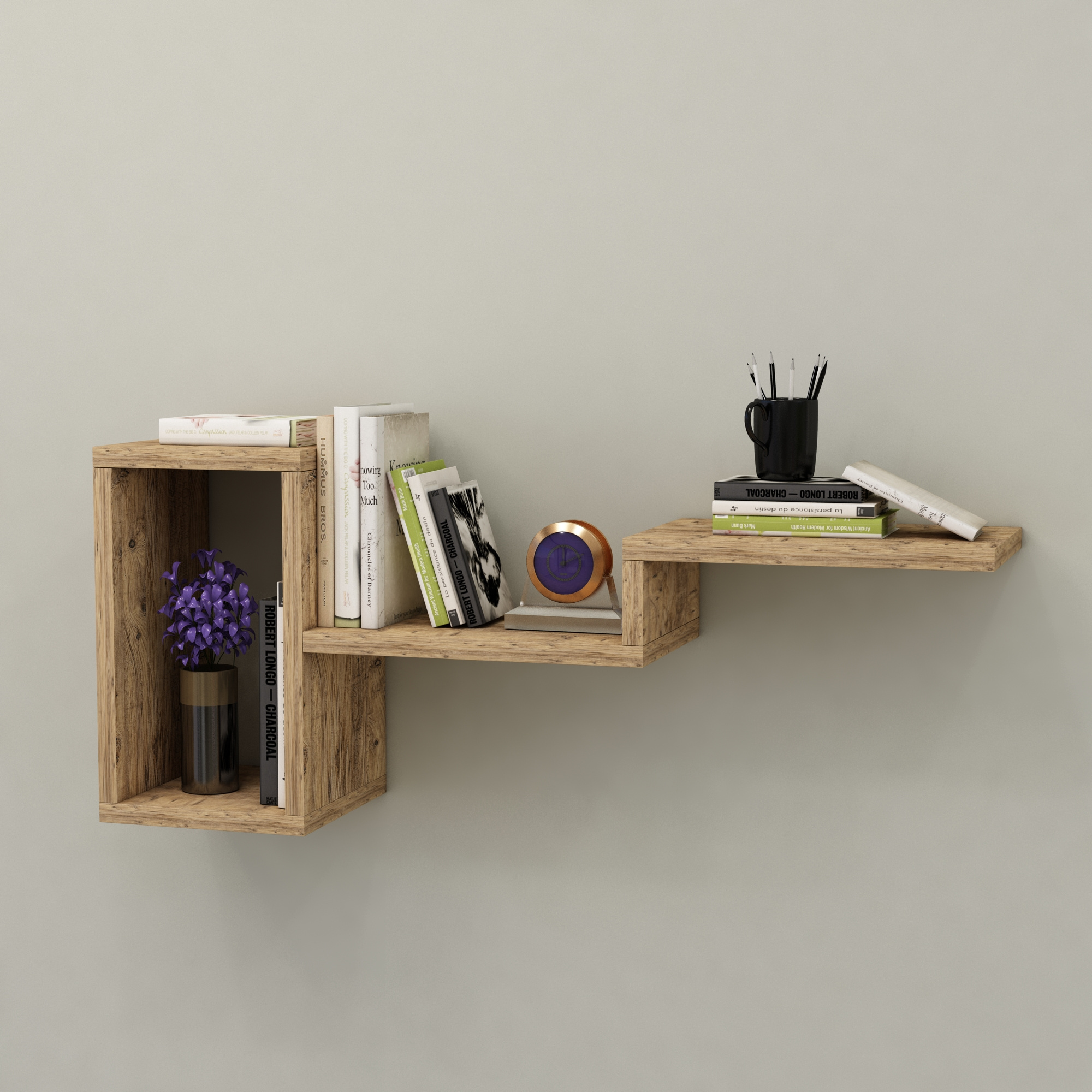 Merry Modern Wall Mounted Shelf Floating Wall Shelf Shelving Unit Multiple Open Shelves for Home Office - 5 Color variations