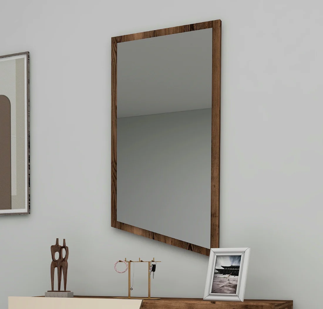 Curve Framed Mirror - Light Walnut Wooden Framed Mirror Custom Design Wooden Mirror Frame in Custom Sizes