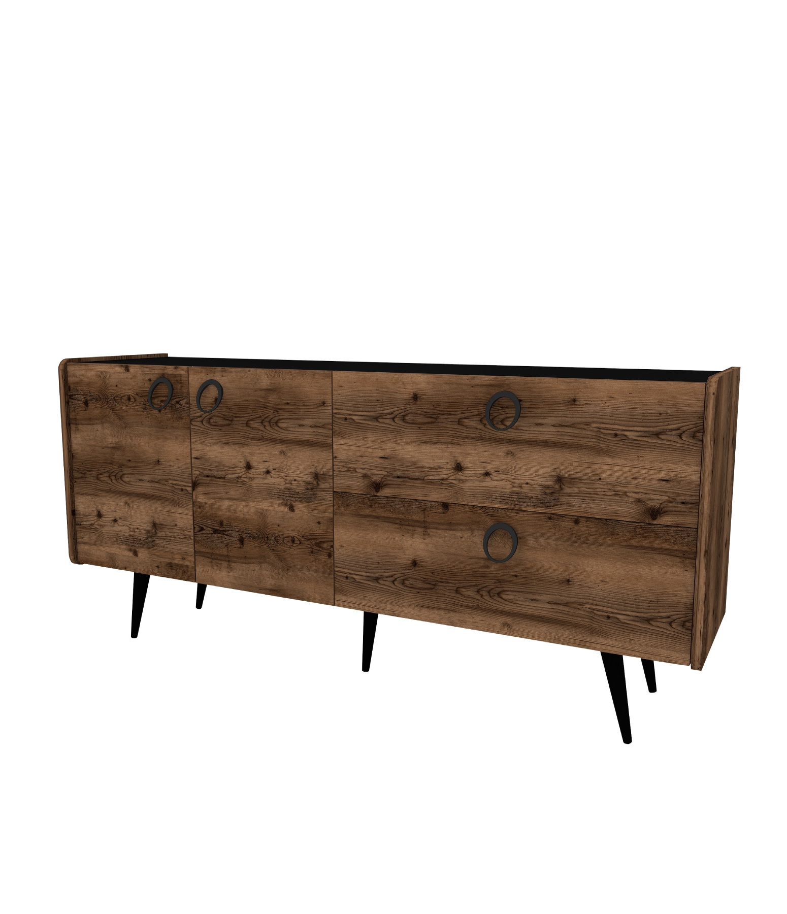 Farelle Sideboard with Cabinets -  Light Walnut & Black Sideboard buffet storage cabinet console Multi-Purpose Covered Dresser