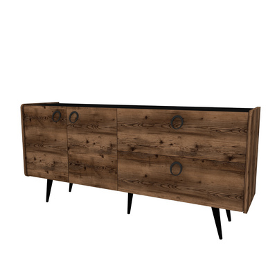 Farelle Sideboard with Cabinets -  Light Walnut & Black Sideboard buffet storage cabinet console Multi-Purpose Covered Dresser