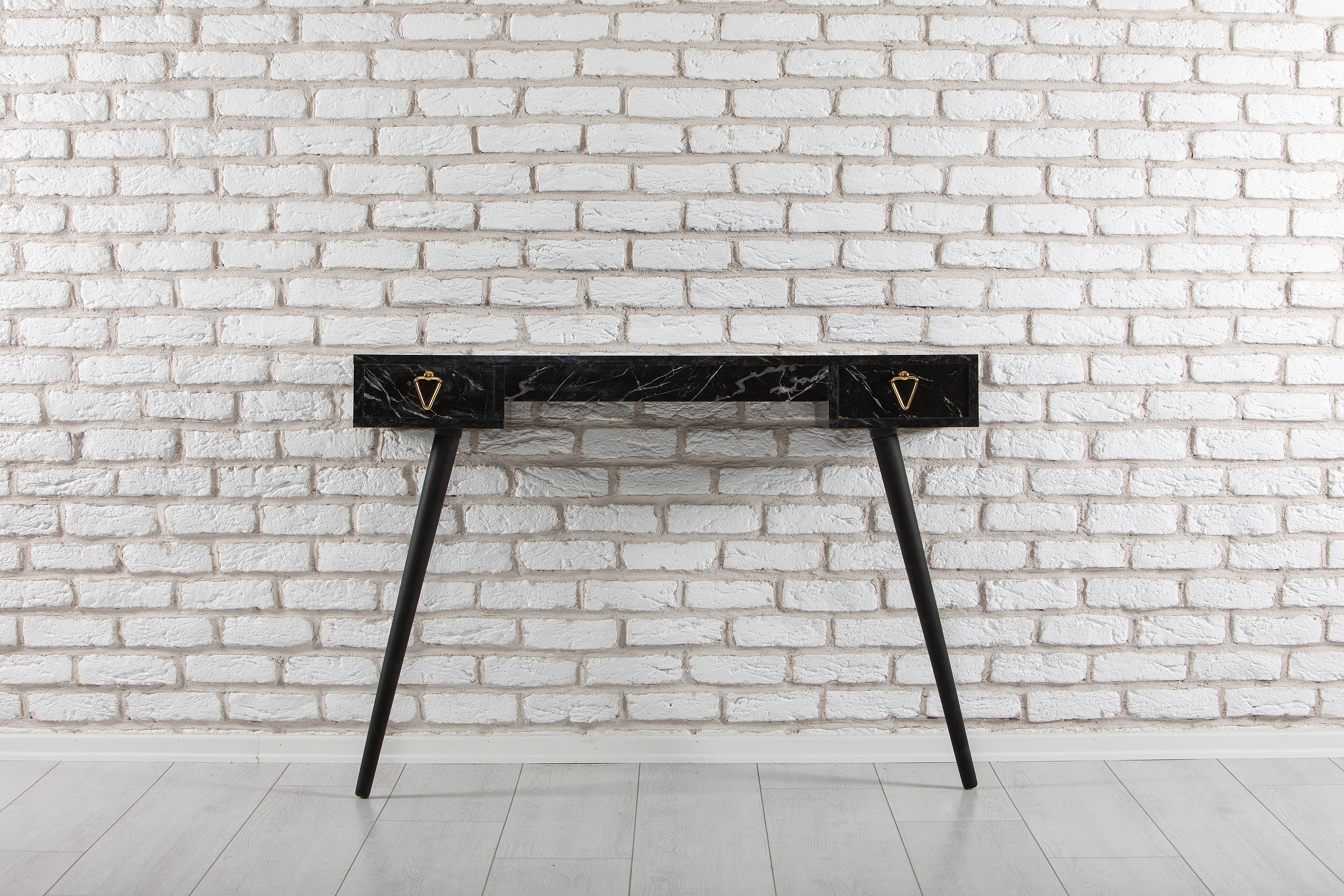 Carasso Dresuar Console Table with Drawer - Black Marble Modern dresuar console table hallway table