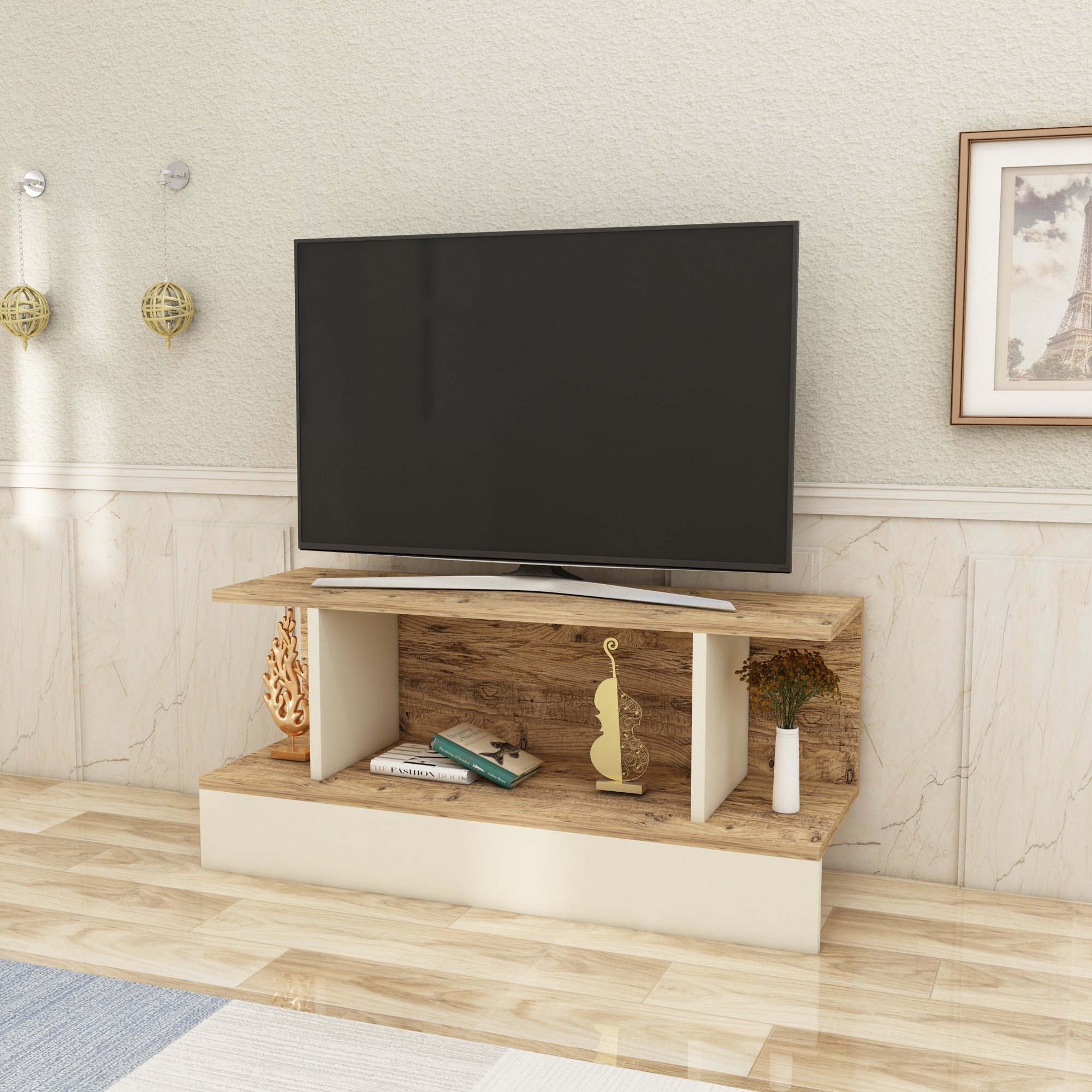 Dustin  90 cm TV Stand TV Cabinet Media Table Entertainment Center with Open Shelves for TVs up to 40