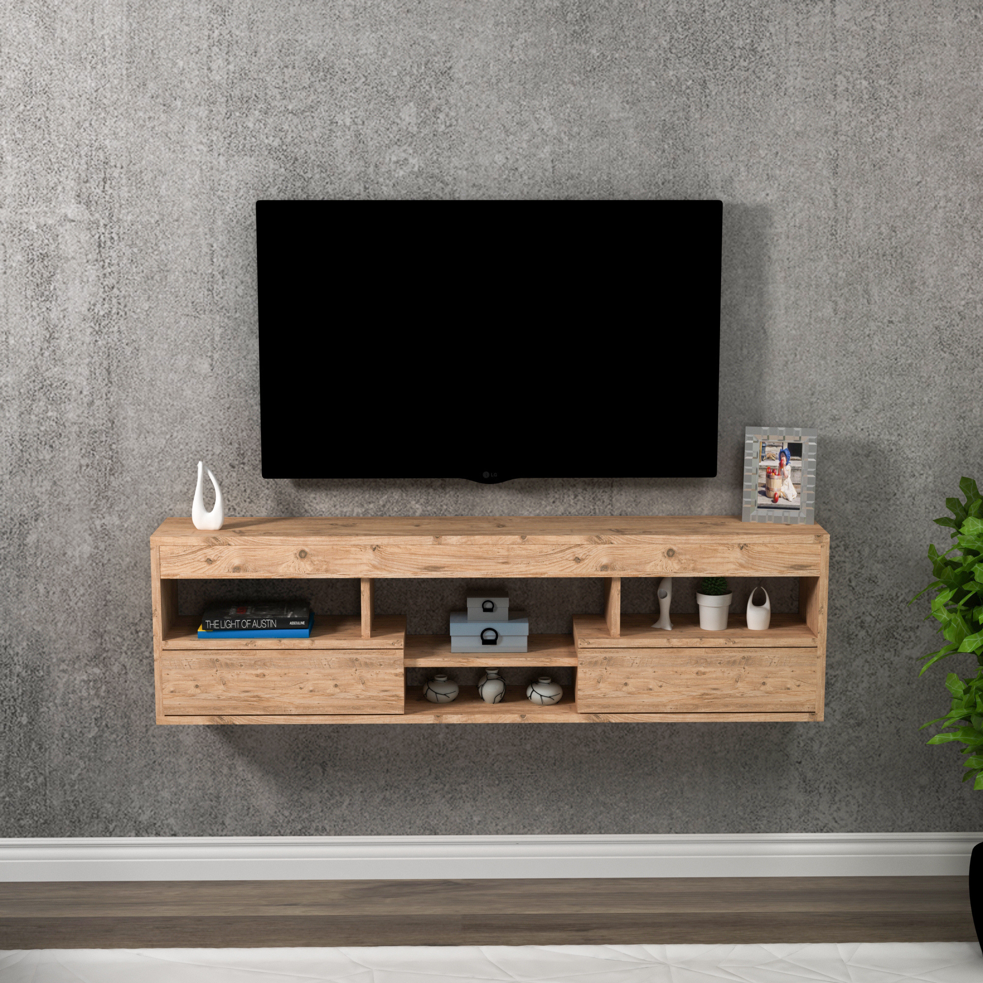 Boris  Floating TV Stand Entertainment Center Wall Mounted TV Unit Adjustable Lowboard Media Stand with Shelves -  in 4 Colors