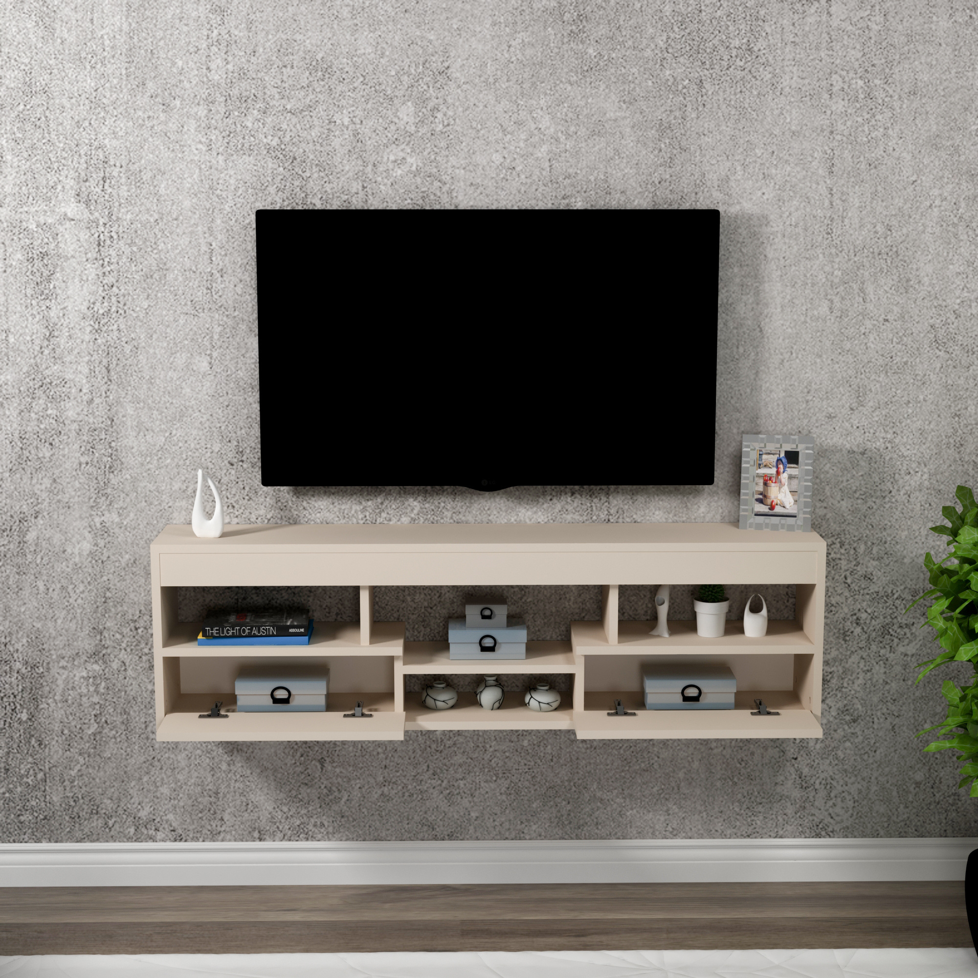 Boris  Floating TV Stand Entertainment Center Wall Mounted TV Unit Adjustable Lowboard Media Stand with Shelves -  in 4 Colors