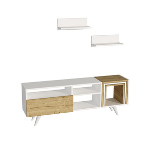 Voilets 140cm TV Stand TV Unit Entertainment Center Wall Cabinets Shelves for 42" TVs , Living Room Furniture- Oak & White